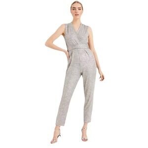Phase Eight Jumpsuit Womens UK16 Silver Sleeveless Frankie Foil